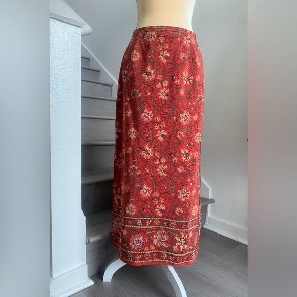 Charter Club Dresses & Skirts - Charter Club Red Floral Printed 100% Silk Maxi Skirt
